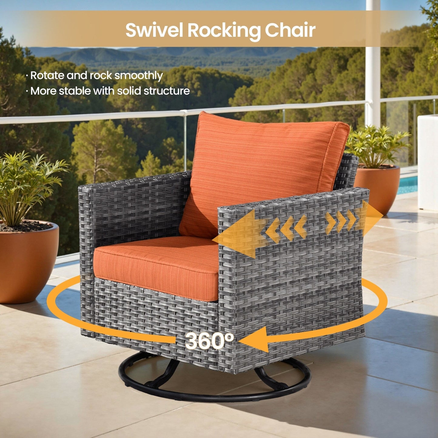 Set di mobili da giardino XIZZI da 10 pezzi con tavolo da fuoco