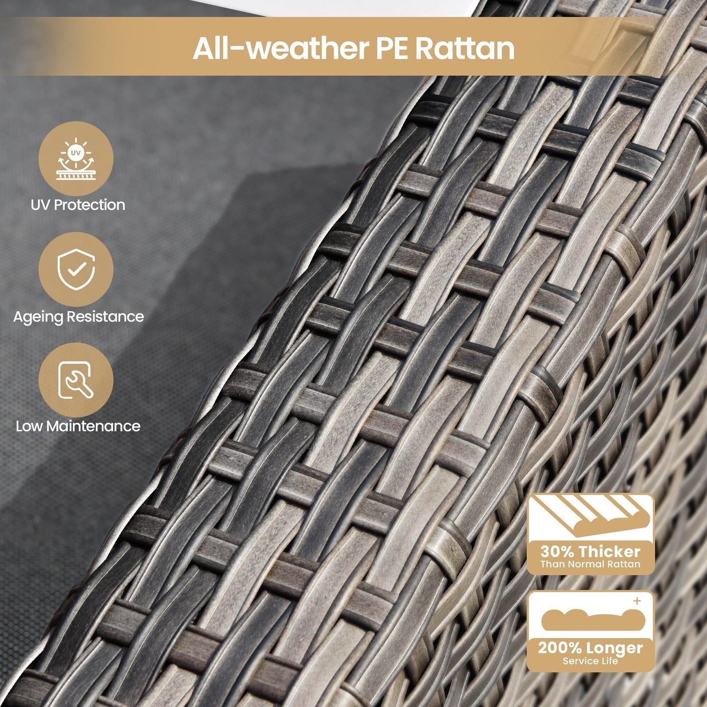 Set di mobili da giardino XIZZI da 10 pezzi con tavolo da fuoco