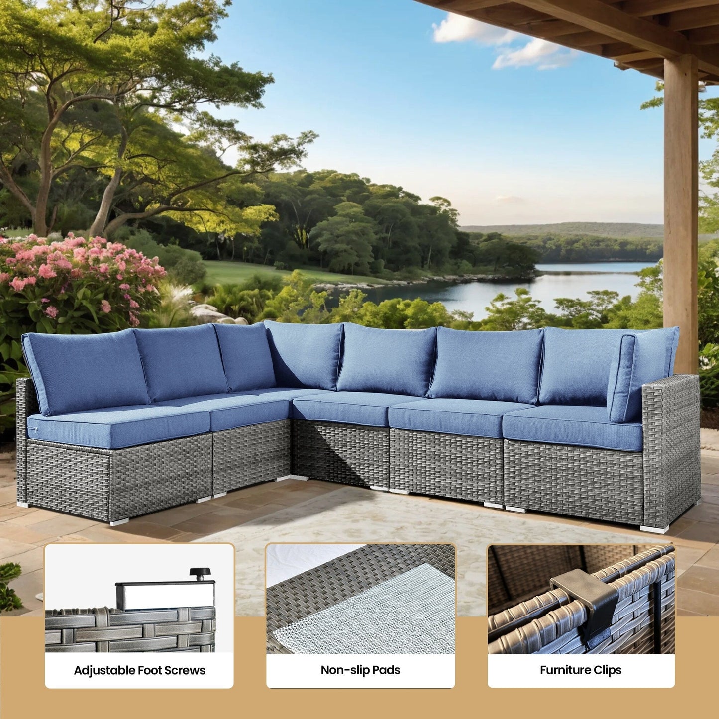 Set di mobili da giardino XIZZI da 10 pezzi con tavolo da fuoco