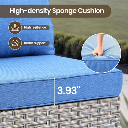 Set di mobili da giardino in rattan e vimini XIZZI da 11 pezzi con tavolo con braciere