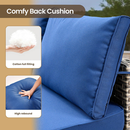 Set di mobili da giardino in rattan e vimini XIZZI da 11 pezzi con tavolo con braciere