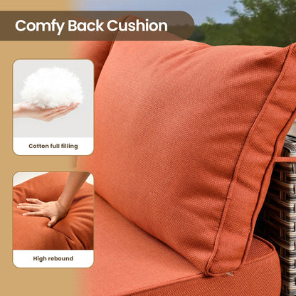 Set di mobili da giardino in rattan e vimini XIZZI da 11 pezzi con tavolo con braciere