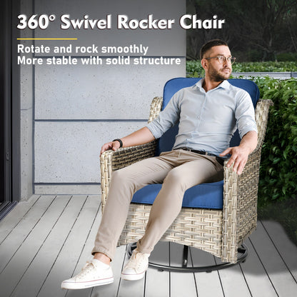 Set di mobili da giardino in rattan e vimini XIZZI da 11 pezzi con tavolo con braciere