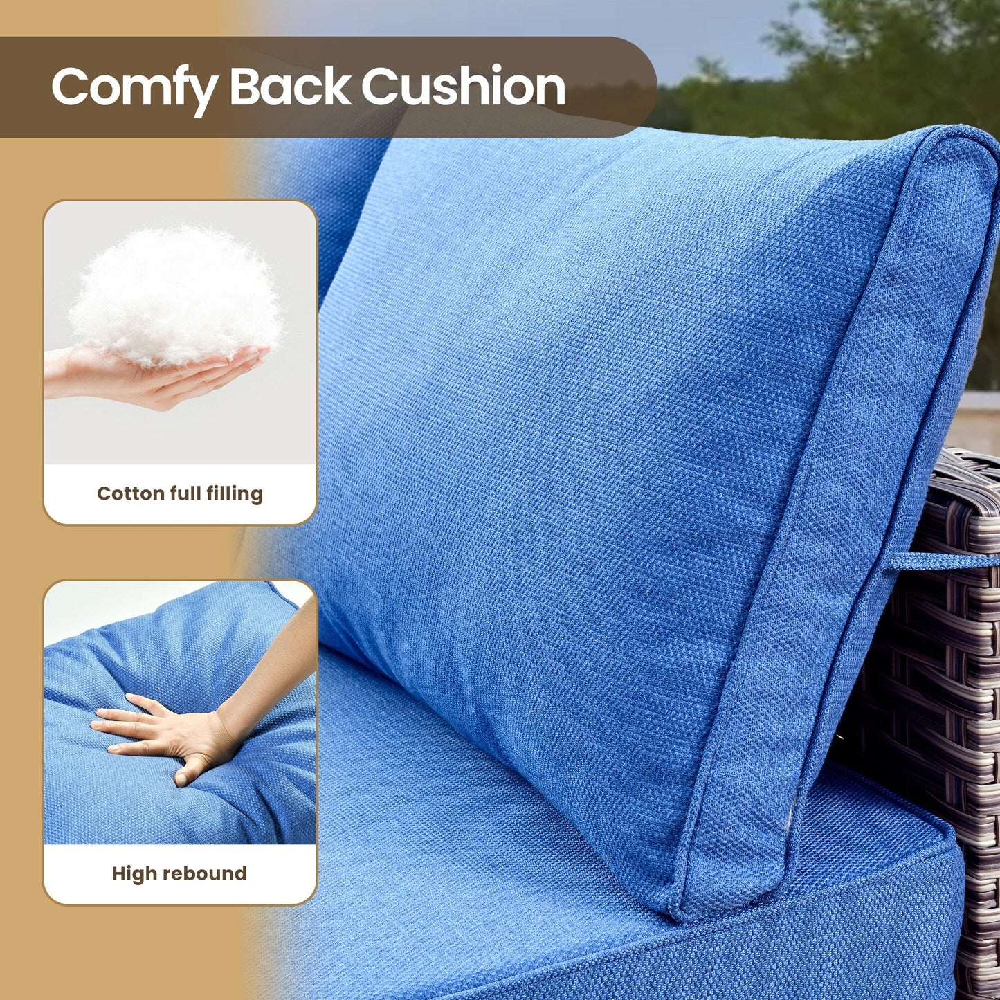 Set di mobili da giardino in rattan e vimini XIZZI da 11 pezzi con tavolo con braciere