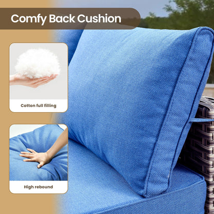 Set di mobili da giardino in rattan e vimini XIZZI da 11 pezzi con tavolo con braciere