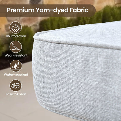 Set di mobili da giardino in rattan e vimini XIZZI da 11 pezzi con tavolo con braciere