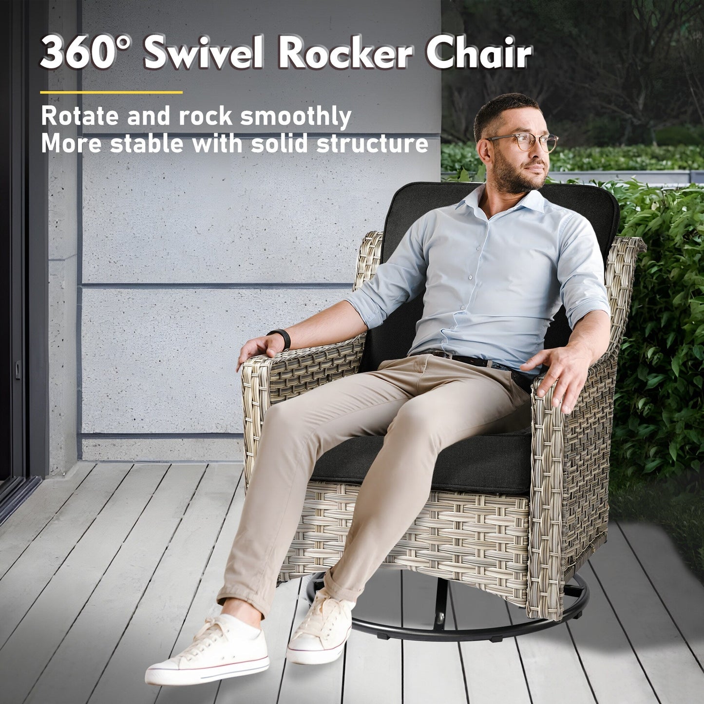 Set di mobili da giardino in rattan e vimini XIZZI da 11 pezzi con tavolo con braciere