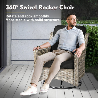 Set di mobili da giardino in rattan e vimini XIZZI da 11 pezzi con tavolo con braciere