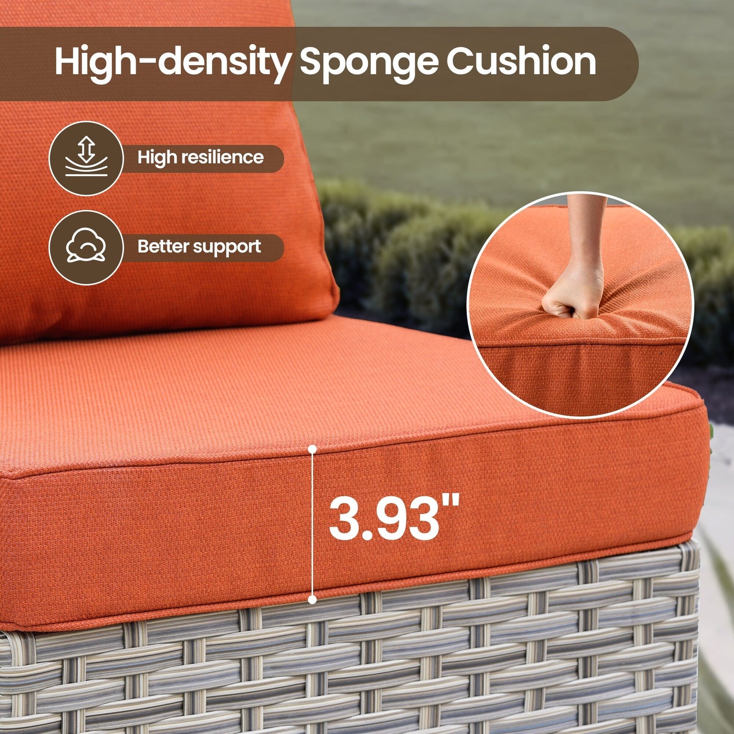 Set di mobili da giardino in rattan e vimini XIZZI da 11 pezzi con tavolo con braciere