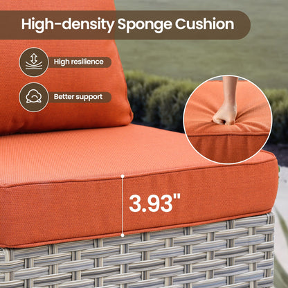 Set di mobili da giardino in rattan e vimini XIZZI da 11 pezzi con tavolo con braciere