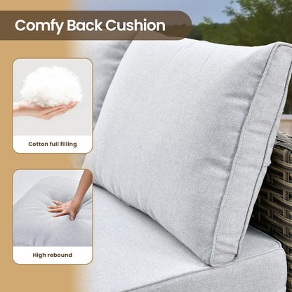 Set di mobili da giardino in rattan e vimini XIZZI da 11 pezzi con tavolo con braciere