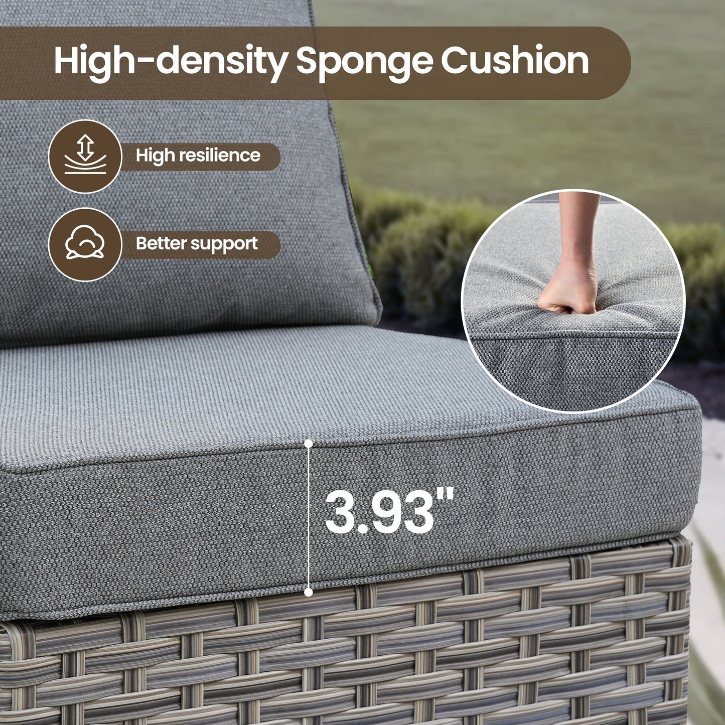 Set di mobili da giardino in rattan e vimini XIZZI da 11 pezzi con tavolo con braciere