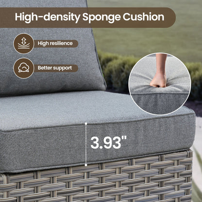 Set di mobili da giardino in rattan e vimini XIZZI da 11 pezzi con tavolo con braciere