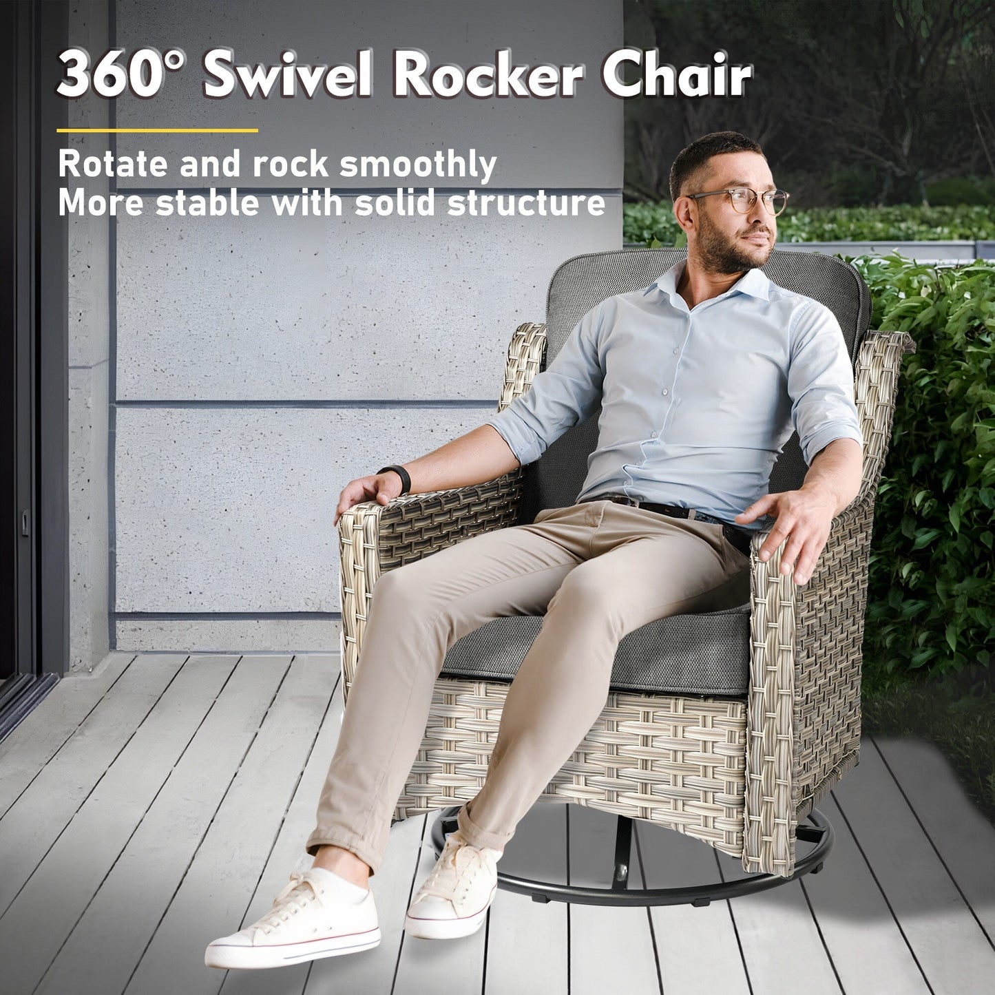 Set di mobili da giardino in rattan e vimini XIZZI da 11 pezzi con tavolo con braciere