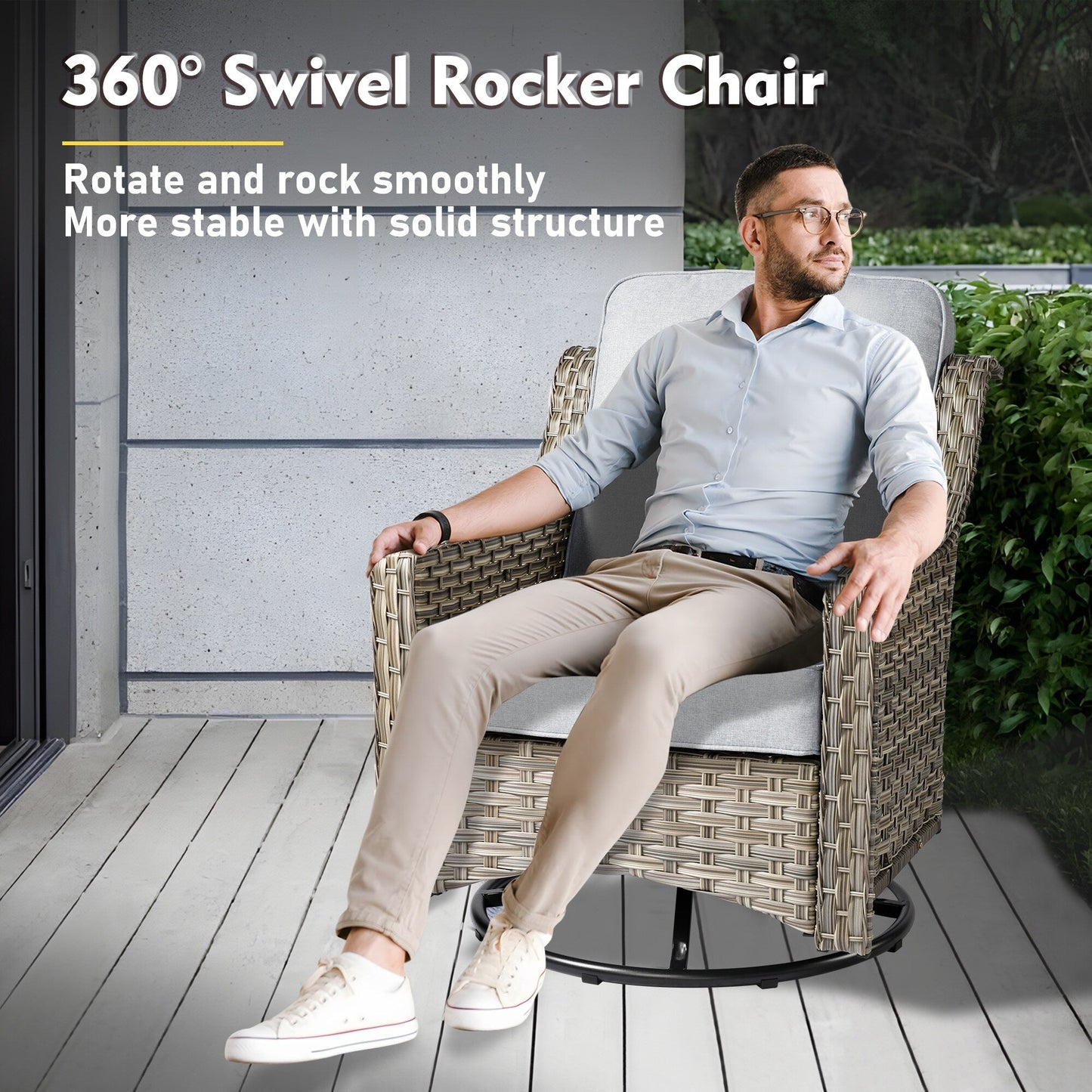 Set di mobili da giardino in rattan e vimini XIZZI da 11 pezzi con tavolo con braciere