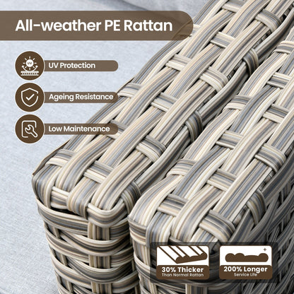 Set di mobili da giardino in rattan e vimini XIZZI da 11 pezzi con tavolo con braciere