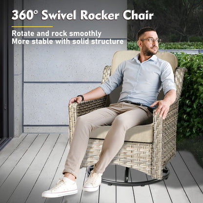 Set di mobili da giardino in rattan e vimini XIZZI da 11 pezzi con tavolo con braciere