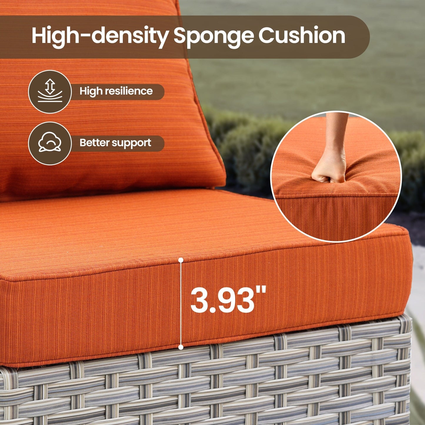 Set di mobili da giardino in rattan e vimini XIZZI da 11 pezzi con tavolo con braciere