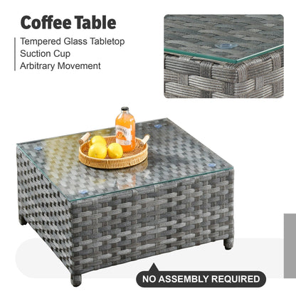 Set di mobili da esterno in vimini da 13 pezzi XIZZI con tavolo da fuoco