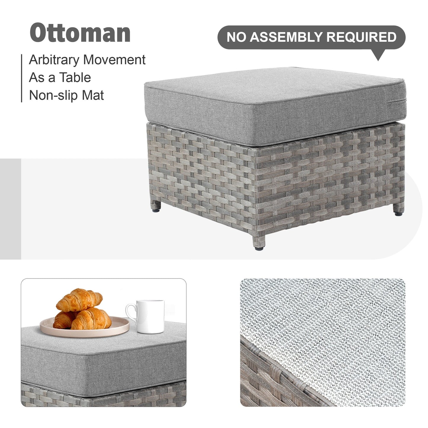 Set di mobili da esterno in vimini da 13 pezzi XIZZI con tavolo da fuoco