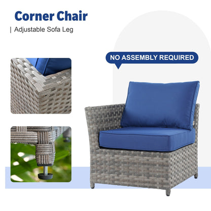 Set di mobili da esterno in vimini da 13 pezzi XIZZI con tavolo da fuoco