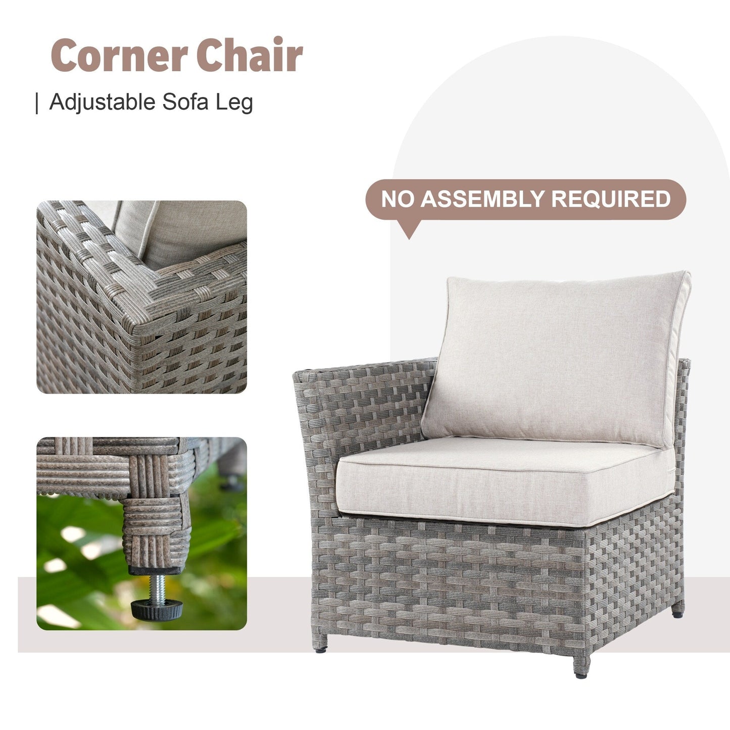 Set di mobili da esterno in vimini da 13 pezzi XIZZI con tavolo da fuoco