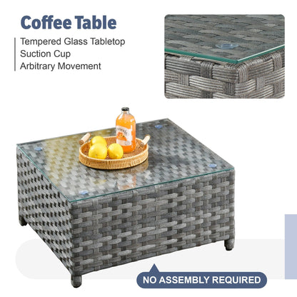 Set di mobili da esterno in vimini da 13 pezzi XIZZI con tavolo da fuoco