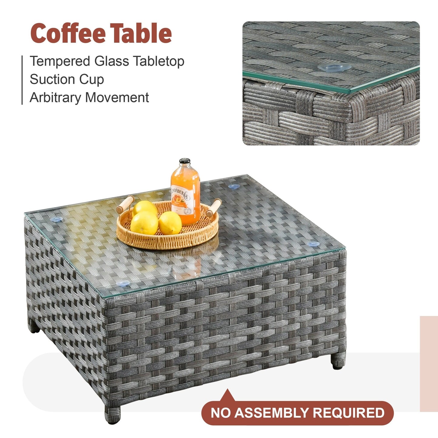 Set di mobili da esterno in vimini da 13 pezzi XIZZI con tavolo da fuoco