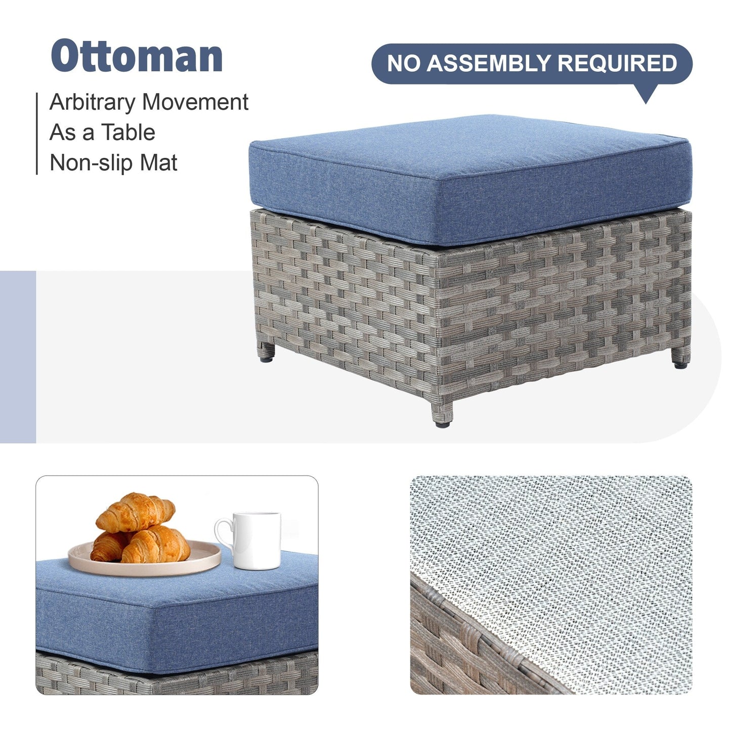 Set di mobili da esterno in vimini da 13 pezzi XIZZI con tavolo da fuoco