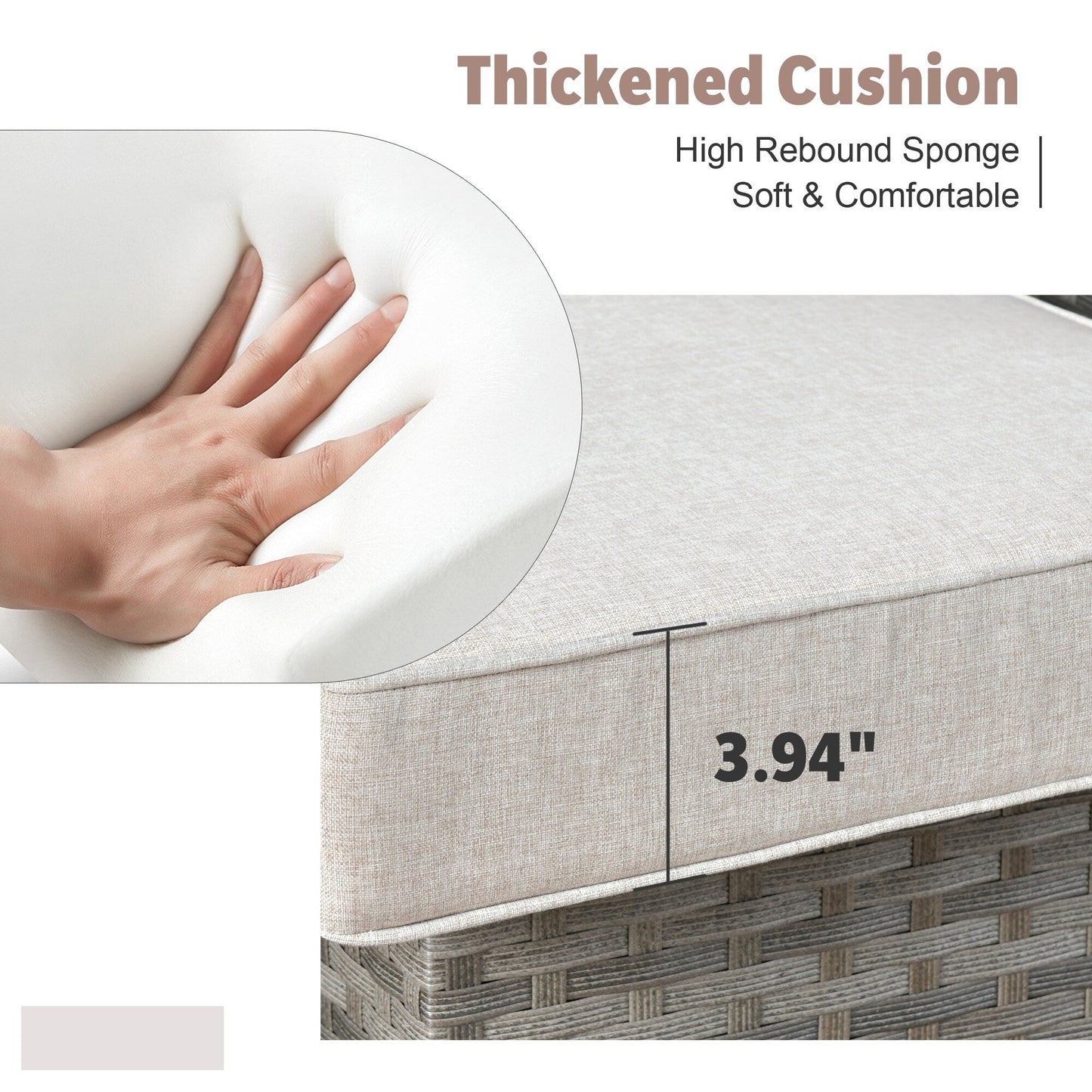 Set di mobili da esterno in vimini da 13 pezzi XIZZI con tavolo da fuoco