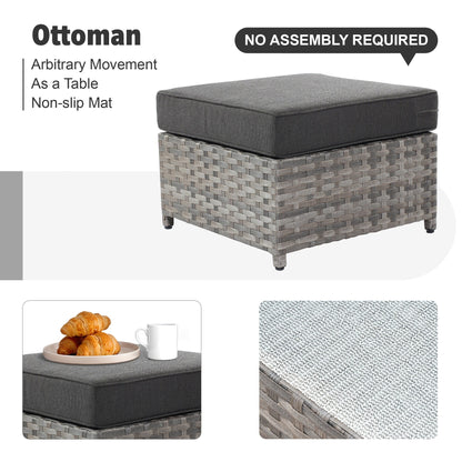 Set di mobili da esterno in vimini da 13 pezzi XIZZI con tavolo da fuoco