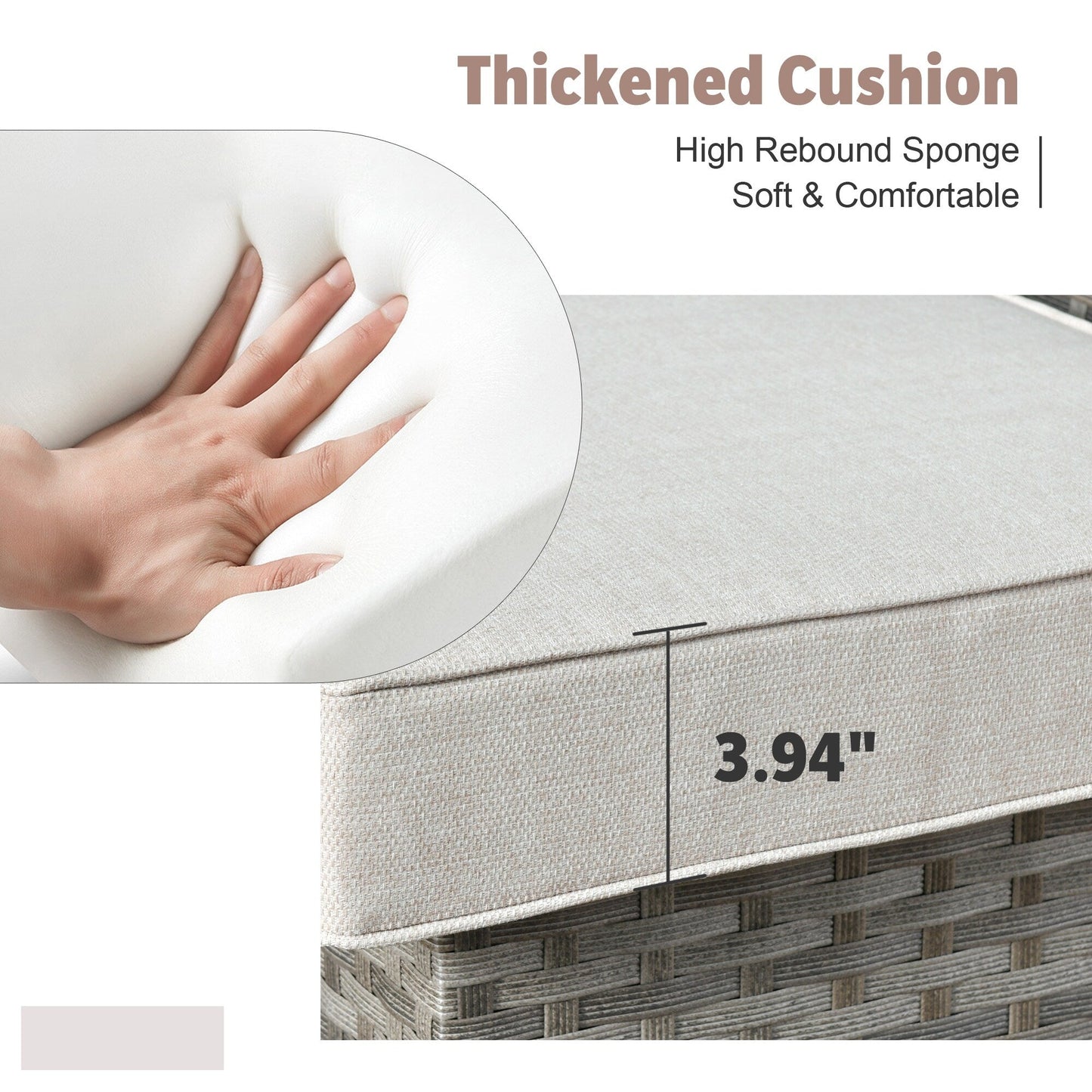 Set di mobili da esterno in vimini da 13 pezzi XIZZI con tavolo da fuoco