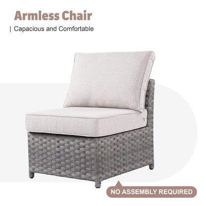 Set di mobili da esterno in vimini da 13 pezzi XIZZI con tavolo da fuoco