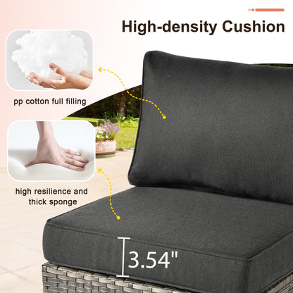 XIZZI Set di 3 divani da giardino in rattan e vimini, sedie angolari per esterni