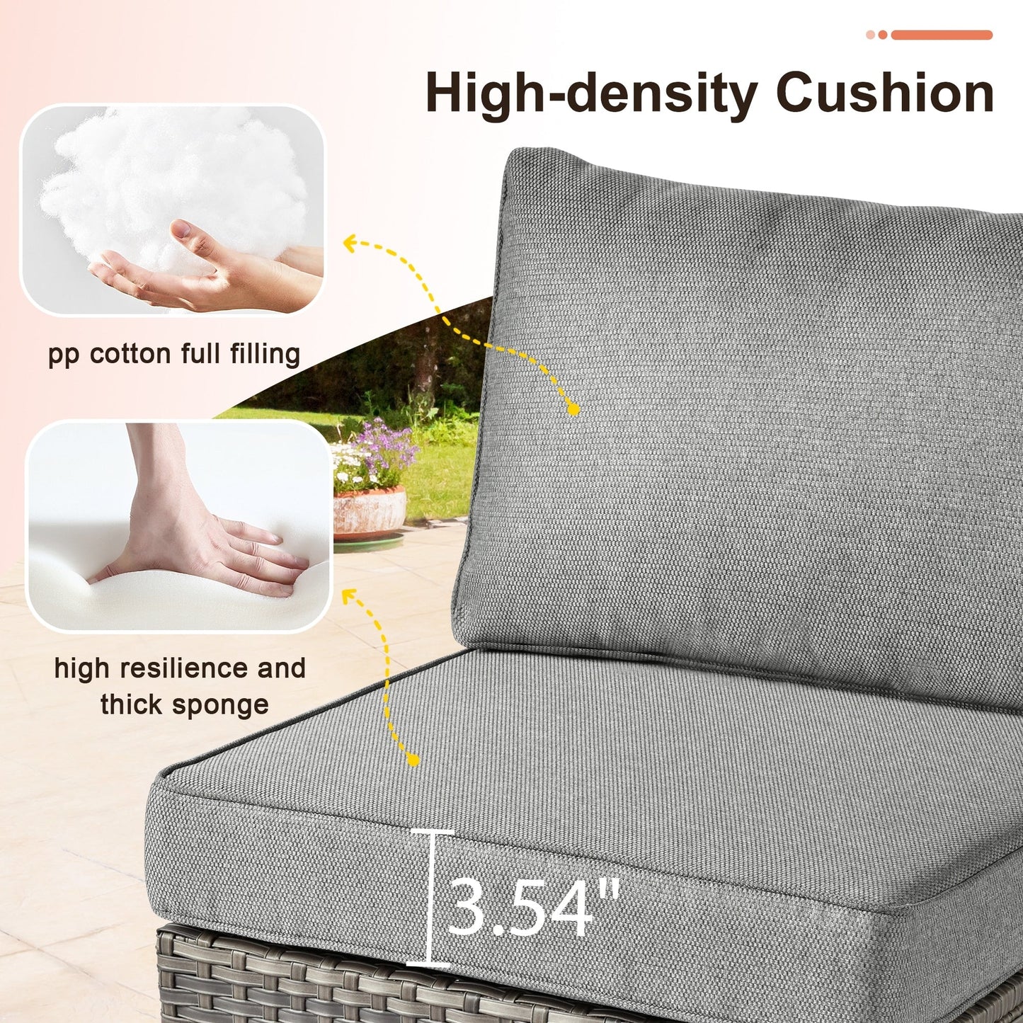 XIZZI Set di 3 divani da giardino in rattan e vimini, sedie angolari per esterni