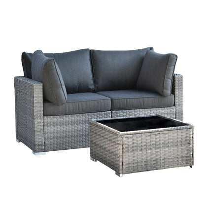 XIZZI Set di 3 divani da giardino in rattan e vimini, sedie angolari per esterni