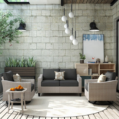 Set di 4 divani da giardino in vimini XIZZI con sedia girevole