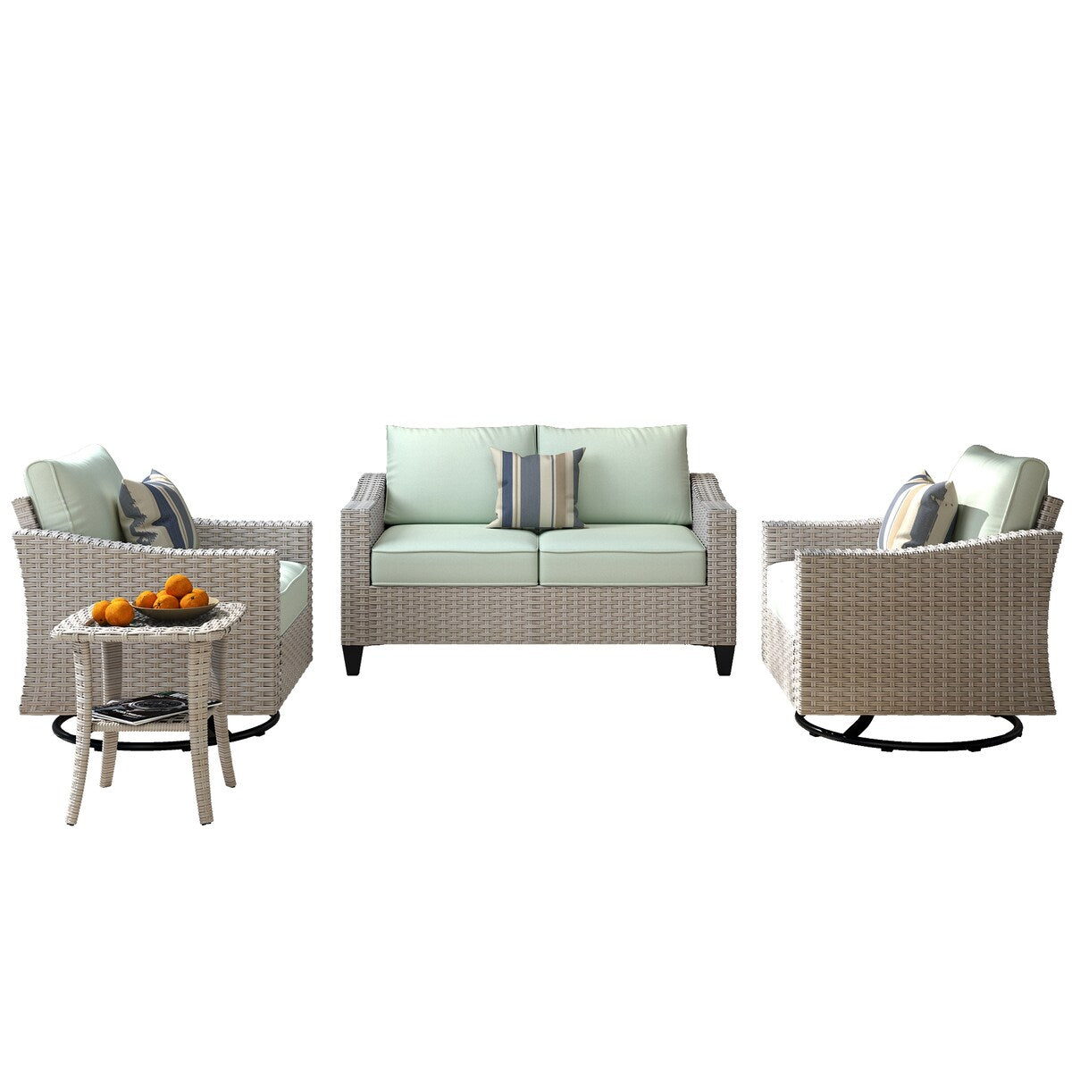 Set di 4 divani da giardino in vimini XIZZI con sedia girevole