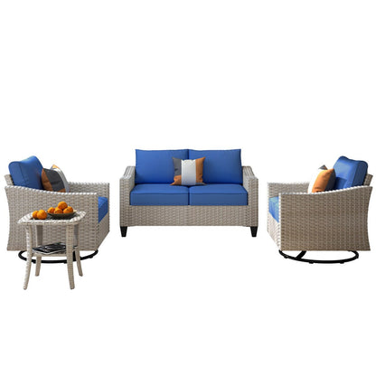 Set di 4 divani da giardino in vimini XIZZI con sedia girevole