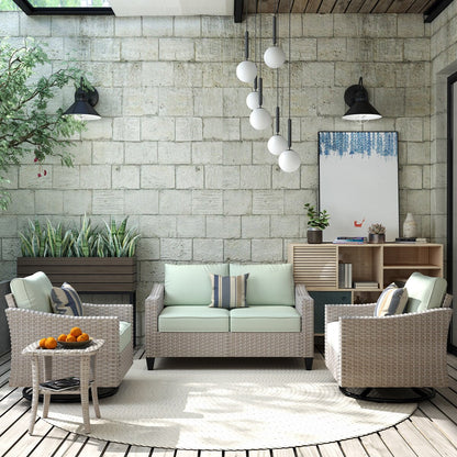 Set di 4 divani da giardino in vimini XIZZI con sedia girevole