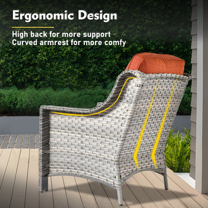 XIZZI Set di 5 divani da esterno in vimini con schienale alto e braciere per mobili da giardino