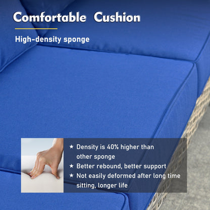 XIZZI Set di 5 divani da esterno in vimini con schienale alto e braciere per mobili da giardino