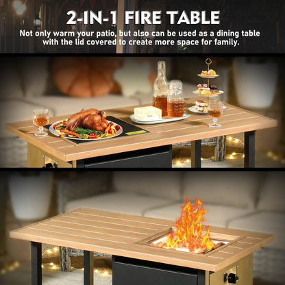 XIZZI Set di 5 divani da esterno in vimini con schienale alto e braciere per mobili da giardino