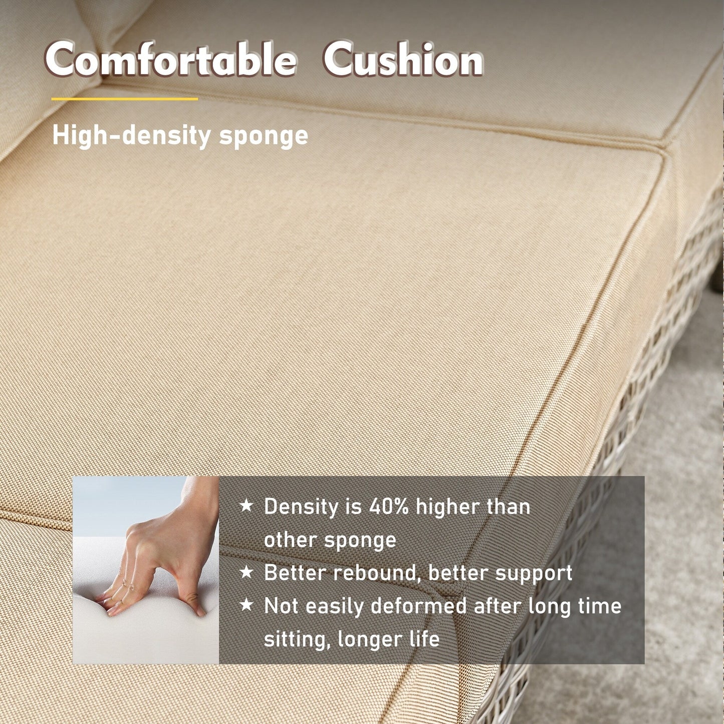 XIZZI Set di 5 divani da esterno in vimini con schienale alto e braciere per mobili da giardino