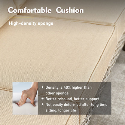 XIZZI Set di 5 divani da esterno in vimini con schienale alto e braciere per mobili da giardino