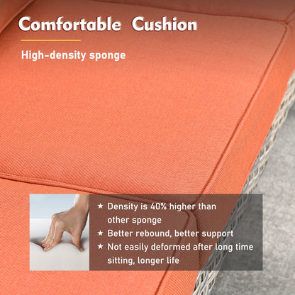 XIZZI Set di 5 divani da esterno in vimini con schienale alto e braciere per mobili da giardino