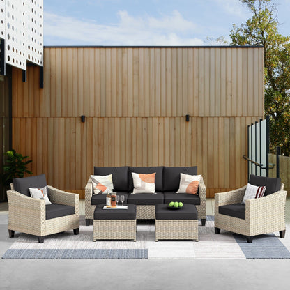 Set di divani da conversazione in rattan e vimini per esterni XIZZI, 5 pezzi