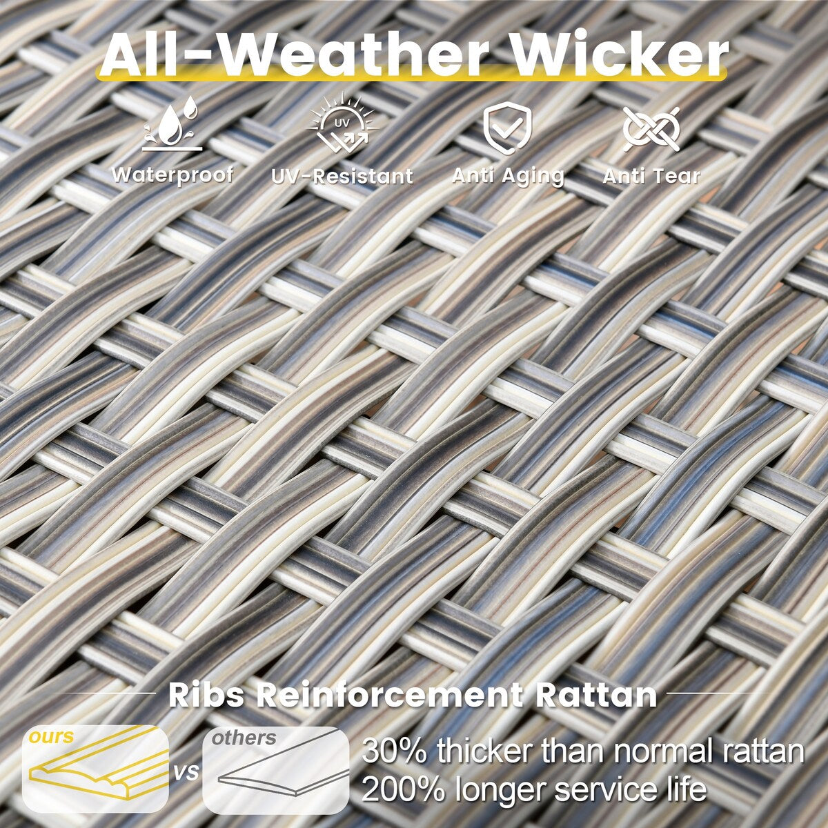 Set da conversazione in vimini da 6 pezzi per mobili da giardino XIZZI con sedia girevole