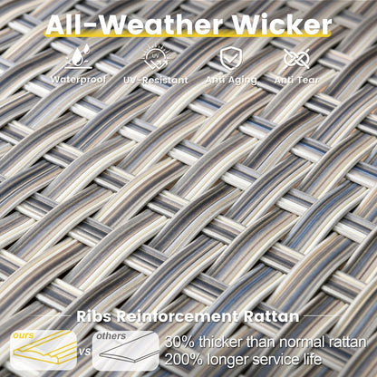 Set da conversazione in vimini da 6 pezzi per mobili da giardino XIZZI con sedia girevole