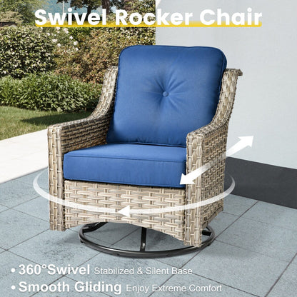 Set da conversazione in vimini da 6 pezzi per mobili da giardino XIZZI con sedia girevole